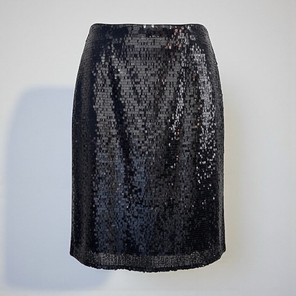 Women's ELOQUII Black Fringe Sequin Zip Up Fully Lined Skirt ~ Size 20